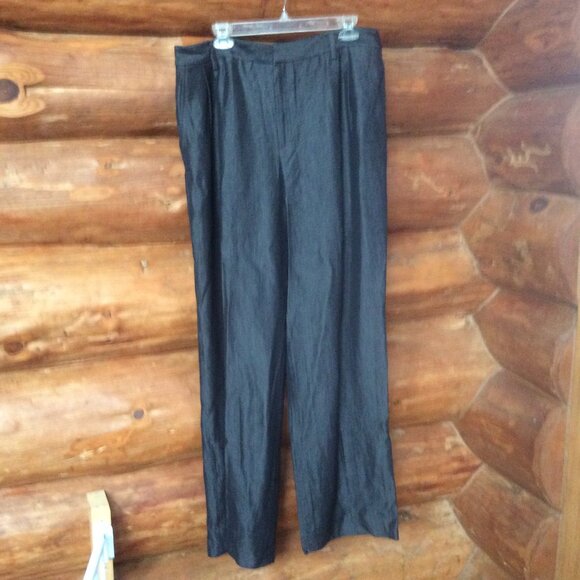 Linda Allard Ellen Tracy Black Wool Blend High Rise Wide Leg Trousers Size 16 - Picture 1 of 4